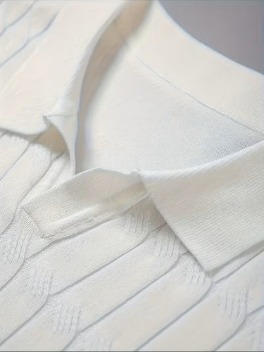 Polo Uomo in Maglia Colletto alla Coreana Manica Corta Estate Casual