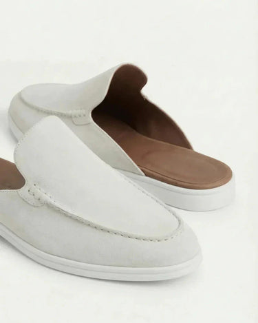 White Men's Yacht Suede Mule White — Lino Conti