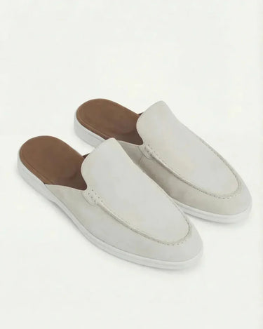 White Men's Yacht Suede Mule White — Lino Conti