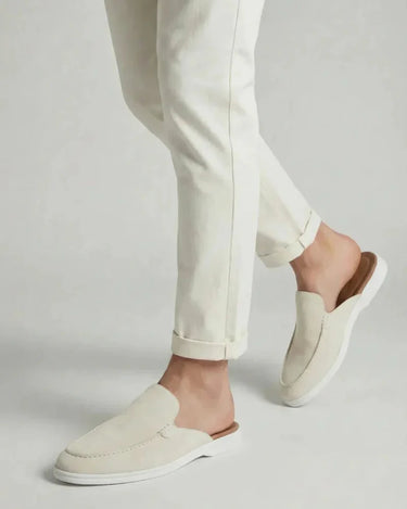White Men's Yacht Suede Mule White — Lino Conti