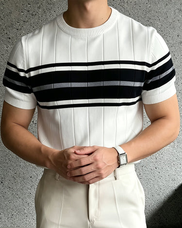 Black Men's Knit T-Shirt with Contrast Trim — Lino Conti