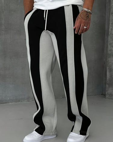 Black and Grey Men's Patchwork Knit Trousers — Lino Conti