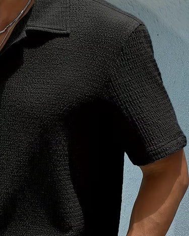 Camicia Uomo Manica Corta Tinta Unita con Bottoni Classica