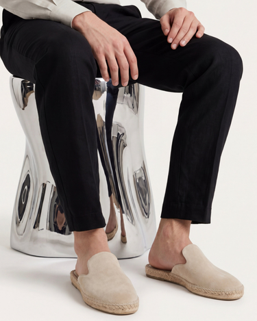 Sand Men's Portofino Suede Jute Mule Sand — Lino Conti
