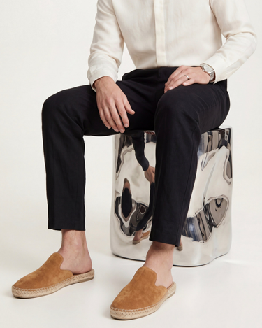 Camel Men's Portofino Suede Jute Mule Camel — Lino Conti