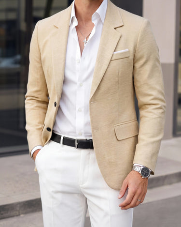 Khaki Men's Single-Breasted Everyday Business Casual Blazer — Lino Conti