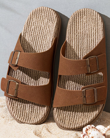 Apricot Men's Beach Sandals Double Buckle Summer Vacation Casual — Lino Conti