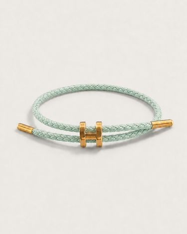Mint and Gold Men's Aurea Braided Cord Bracelet Mint Gold — Lino Conti