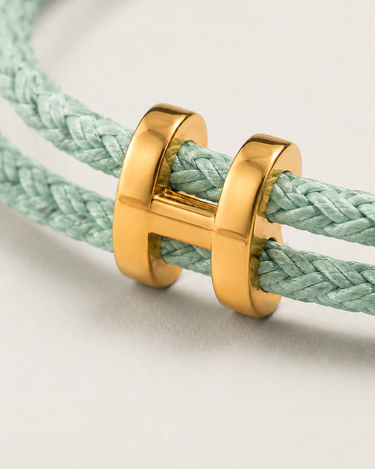 Men's Aurea Braided Cord Bracelet Mint Gold — Lino Conti