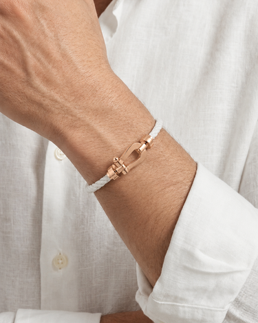 White and Rose Gold Men's Aurelio Nautical Rope Bracelet White Rose Gold — Lino Conti