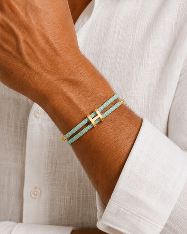 Men's Aurea Braided Cord Bracelet Mint Gold — Lino Conti