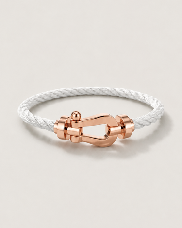 White and Rose Gold Men's Aurelio Nautical Rope Bracelet White Rose Gold — Lino Conti