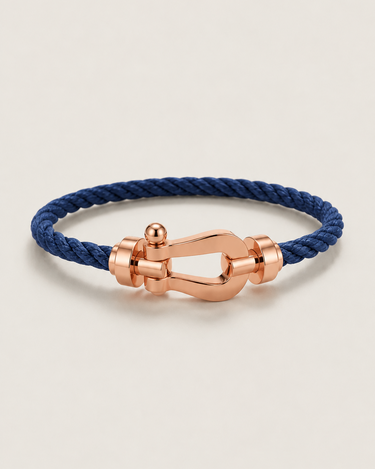 Navy and Rose Gold Men's Aurelio Nautical Rope Bracelet Navy Rose Gold — Lino Conti