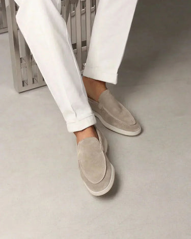 Light Grey Men's Classic Suede Loafer Light Grey — Lino Conti