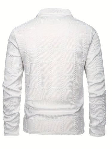 White Men's Knit Jacquard Polo Shirt Spring Autumn Casual Fashion — Lino Conti