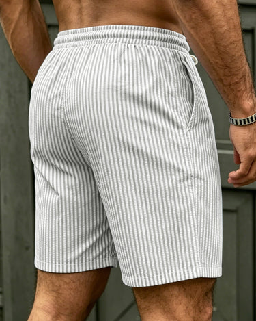 Grey Men's Striped Shorts Drawstring Casual Summer — Lino Conti