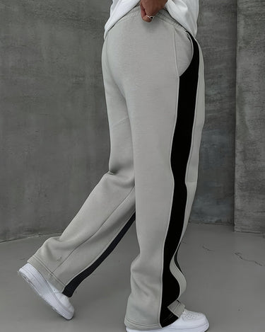 Grey and Black Men's Patchwork Knit Trousers — Lino Conti