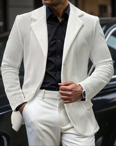 Off White Men's Summer Hollow-Out Breathable Blazer — Lino Conti