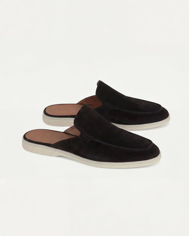 Black Men's Yacht Suede Mule Black — Lino Conti