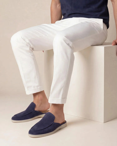 Navy Men's Yacht Suede Mule Navy — Lino Conti