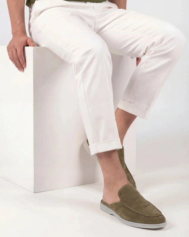 Olive Men's Yacht Suede Mule Olive — Lino Conti