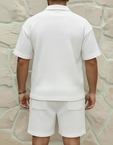 Completo Uomo Polo con Zip e Pantaloncini Waffle Coordinato Estivo