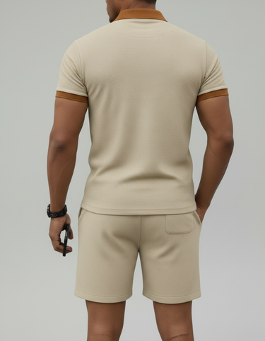 Completo Uomo Polo e Pantaloncini Waffle Coordinato Estivo