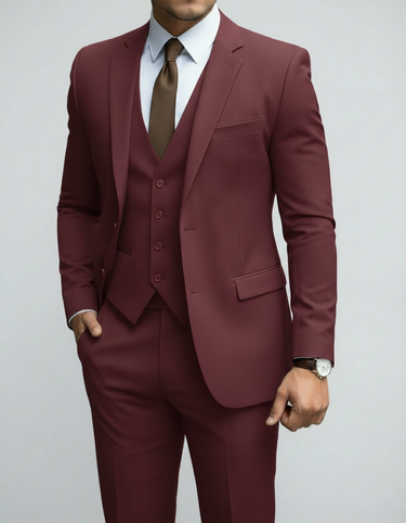 Abito Uomo Tre Pezzi con Giacca, Gilet e Pantaloni Slim Fit da Cerimonia