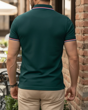 Polo Uomo Tinta Unita con Rever Manica Corta Classica Casual