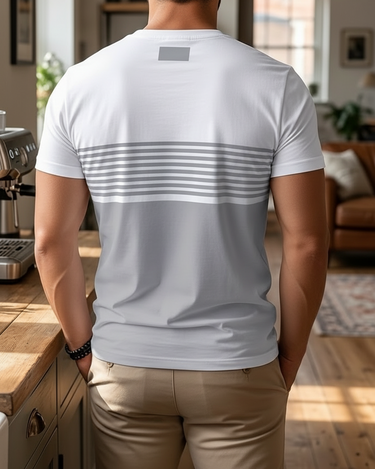 T-Shirt Uomo a Righe Patchwork Multicolore Manica Corta