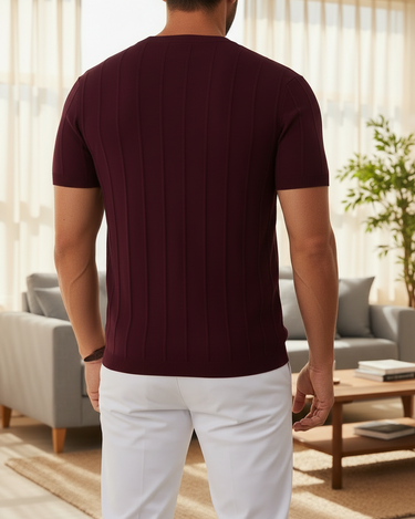 T-Shirt Uomo in Maglia Girocollo Manica Corta Tinta Unita