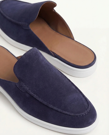 Mule Uomo Yacht in Camoscio Blu Navy