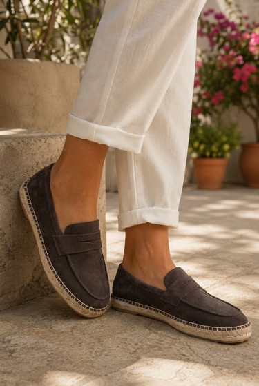 Espadrillas Uomo Riviera in Camoscio Marrone Caffè