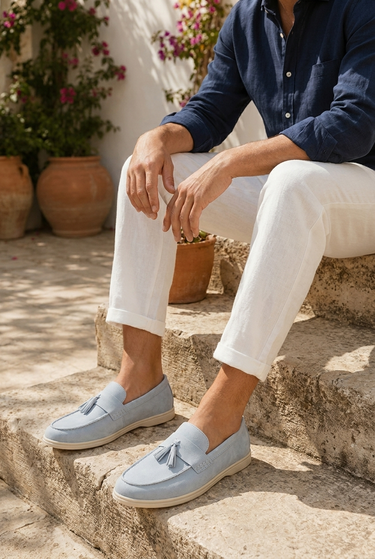 Mocassini Uomo Slip On Stile Britannico Tela Estate Casual