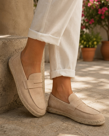 Espadrillas Uomo Riviera in Camoscio Beige