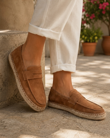 Espadrillas Uomo Riviera in Camoscio Marrone