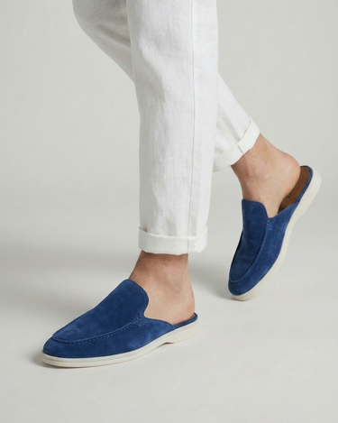 Mocassini Uomo Classici in Camoscio Blu Mirtillo