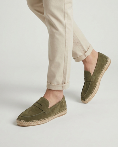 Espadrillas Uomo Riviera in Camoscio Verde Oliva