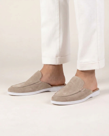 Mule Uomo Yacht in Camoscio Beige