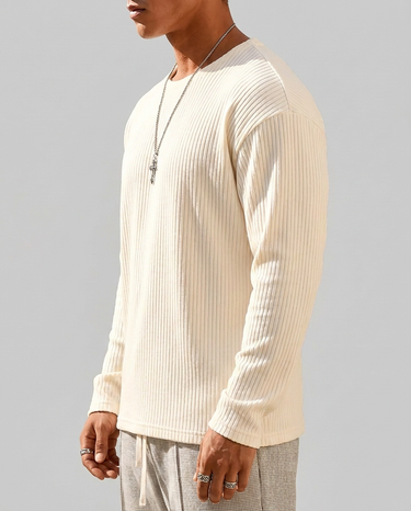 Maglione Uomo Girocollo Morbido Beige