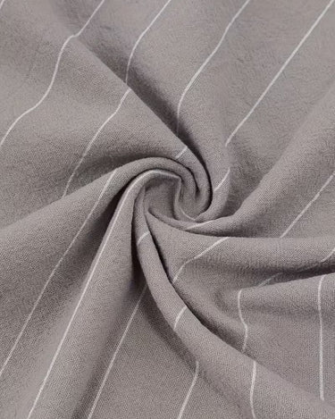 Camicia Uomo in Lino a Righe Retrò Manica Lunga con Rever e Taschino