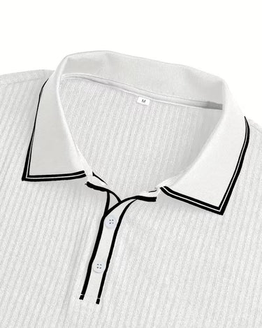 Camicia Uomo in Jacquard Manica Corta Elegante Casual Vestibilità Regolare
