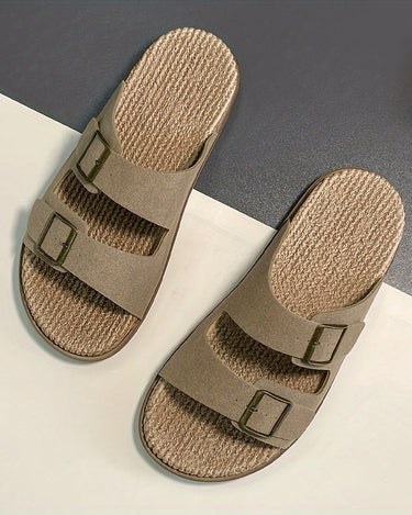 Apricot Men's Beach Sandals Double Buckle Summer Vacation Casual — Lino Conti