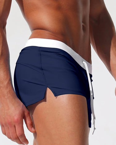 Navy Men's Swim Trunks Slim Fit with Zipper Pockets Summer — Lino Conti