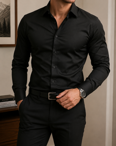 Camicia Uomo Manica Lunga Elasticizzata
