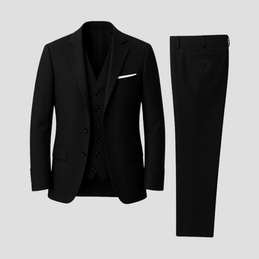 Black Men's Three Piece Suit Set Blazer Waistcoat Trousers Slim Fit — Lino Conti