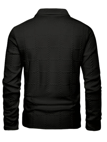 White Men's Knit Jacquard Polo Shirt Spring Autumn Casual Fashion — Lino Conti