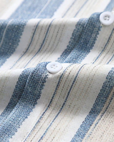 Multicolour Men's Striped Print Short Sleeve Shirt Travel Vacation — Lino Conti