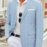 Sky Blue Men's Textured Plaid Blazer Spring Autumn — Lino Conti