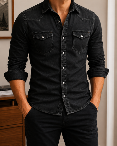 Camicia Uomo Denim Casual